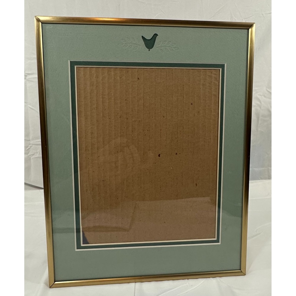 Vintage Hallmark Gold Frame~Green Double Matted with embossed bird 11x14